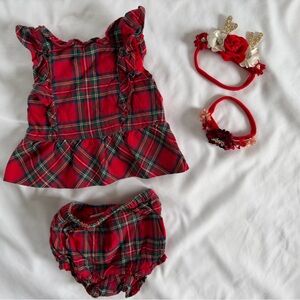 Janie and Jack Baby Girl 2 piece Tartan set size 0-3 months